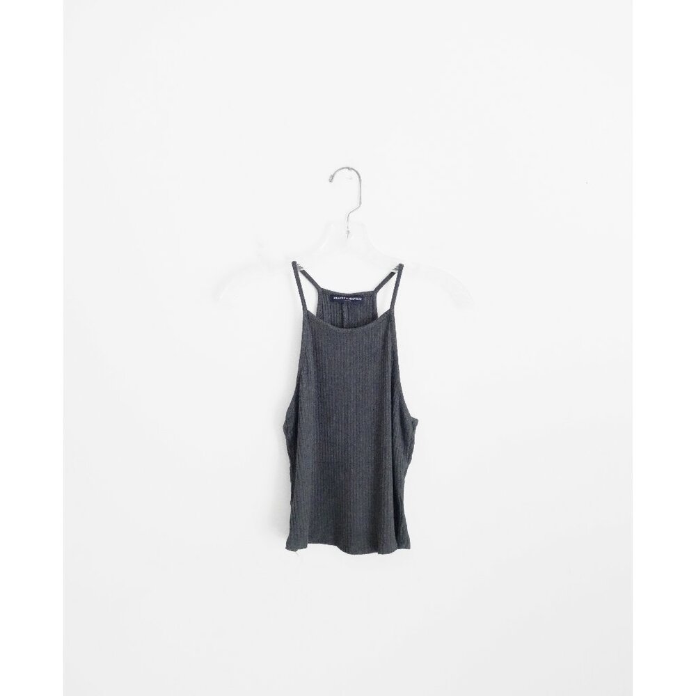 Brandy Melville Grey Ribbed Knit Racer Cami Top OS fit Small NWOT